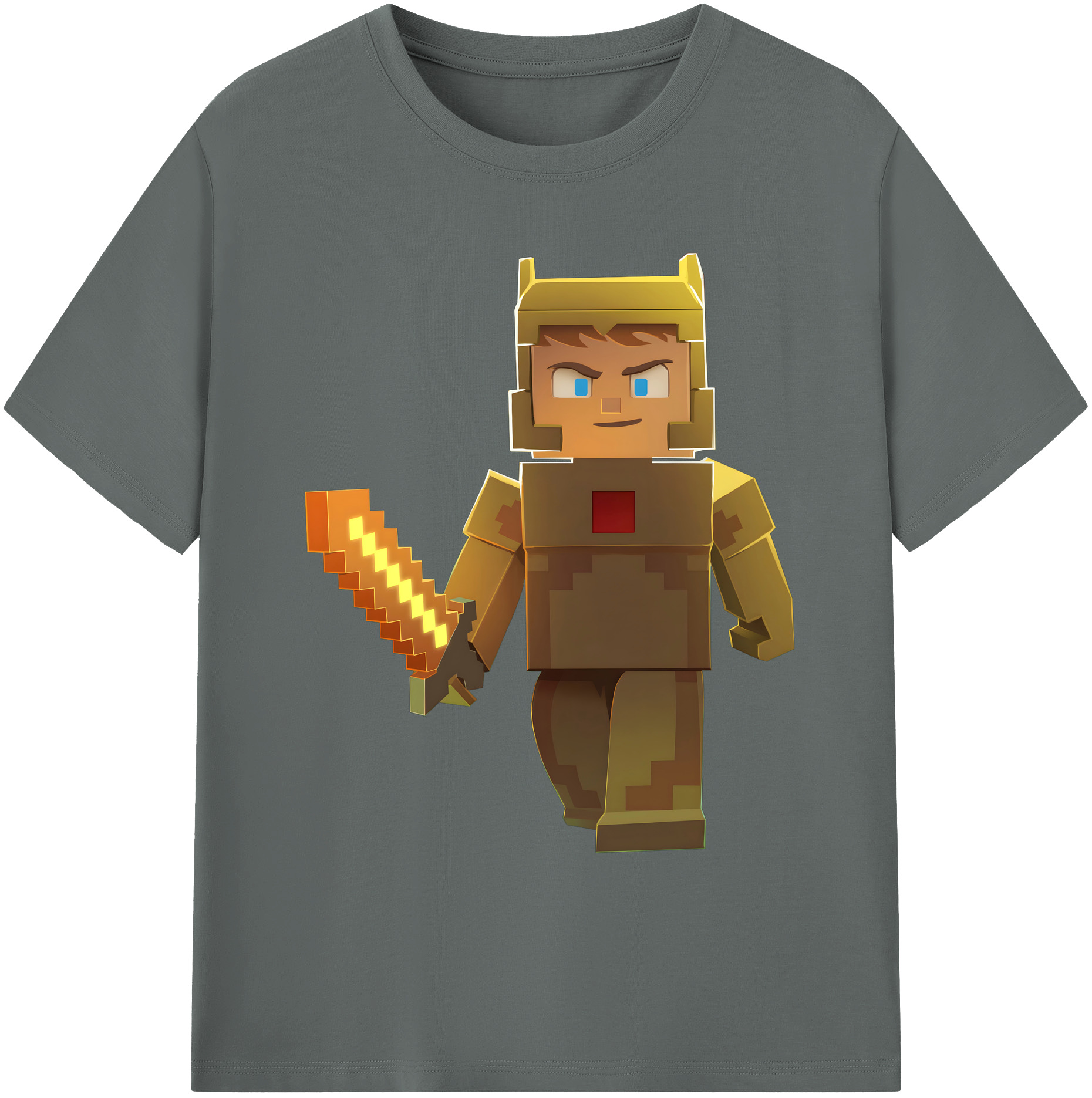 （画像用） マインクラフト ブロックの世界 Minecraft MC Block world 綿100％ メンズ半袖Tシャツ｜肌触りやわらか＆通気性